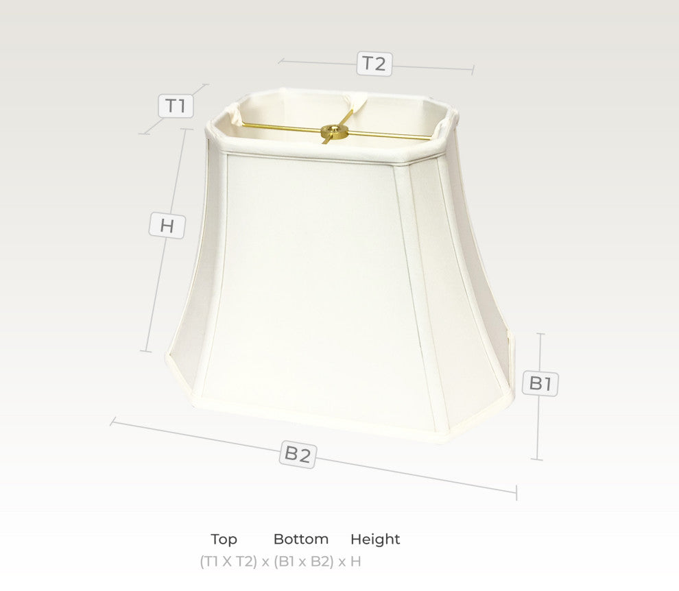 Royal Designs Rectangle Cut Corner Lamp Shade, White, (7x9)x(10.25x16)x12.25, Si