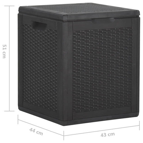vidaXL Tool Box Outdoor Storage Box for Patio Furniture 23.8 gal Black PP Rattan