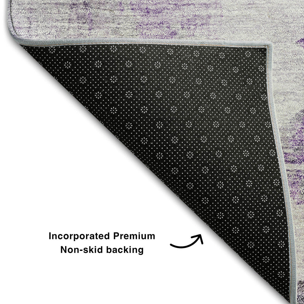 Premium Machine Washable Mayfield AMF710 Purple 3' x 5' Rug
