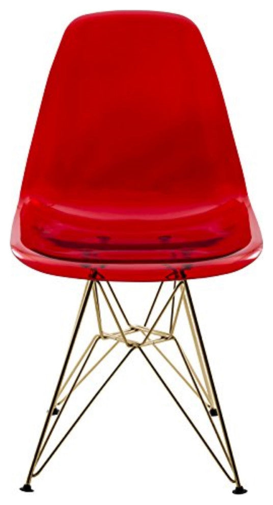 LeisureMod Cresco Molded Eiffel Side Chair With Gold Base, Set of 4