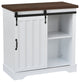 Freestanding Storage Cabinet in White, Sliding Barn Door
