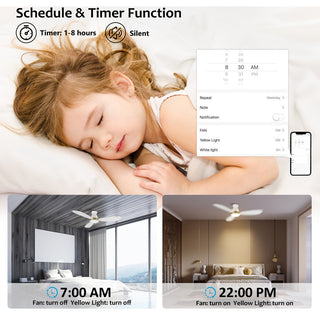 CARRO 52" Flush Mount Ceiling Fan with Dim Light and Remote 10 Speed, White/Gold