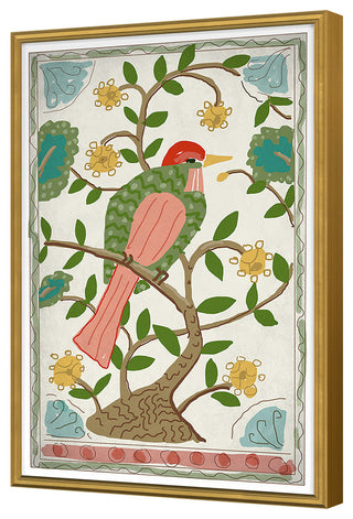 Pink Throated Thrush Fine Art Print, Gold, 28"x19"
