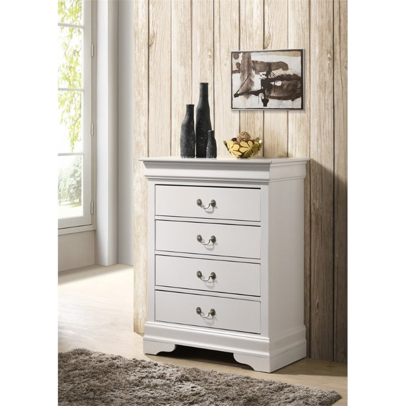 Louis Phillipe 4 Drawer Chest, White