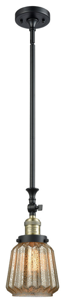 Chatham 1-Light LED Mini Pendant, Black Antique Brass, Glass: Mercury Plated