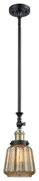 Chatham 1-Light LED Mini Pendant, Black Antique Brass, Glass: Mercury Plated