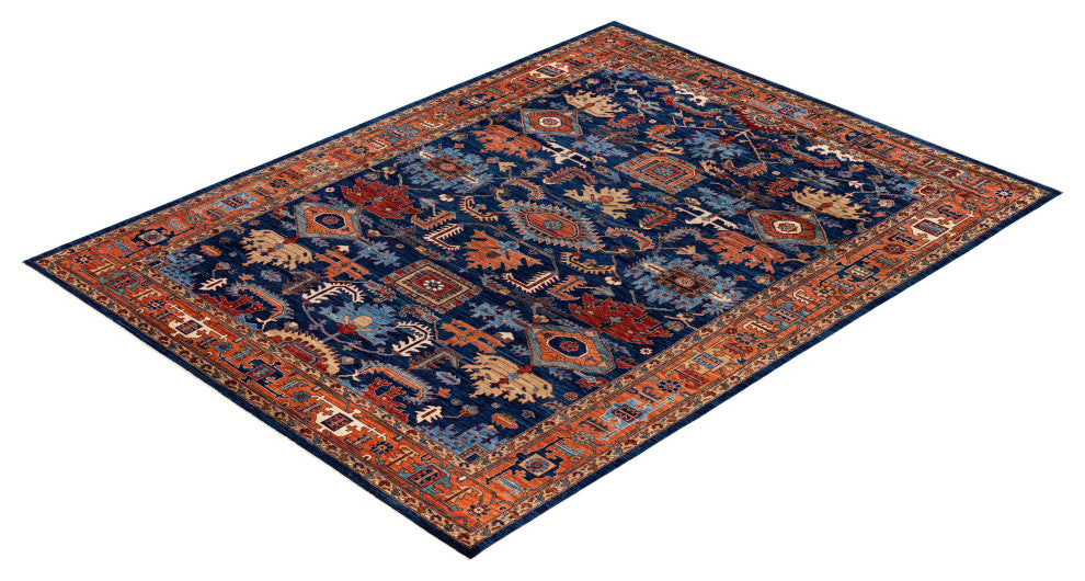 Serapi One-of-a-Kind Hand-Knotted Area Rug Blue, 8'11" x 11'9"