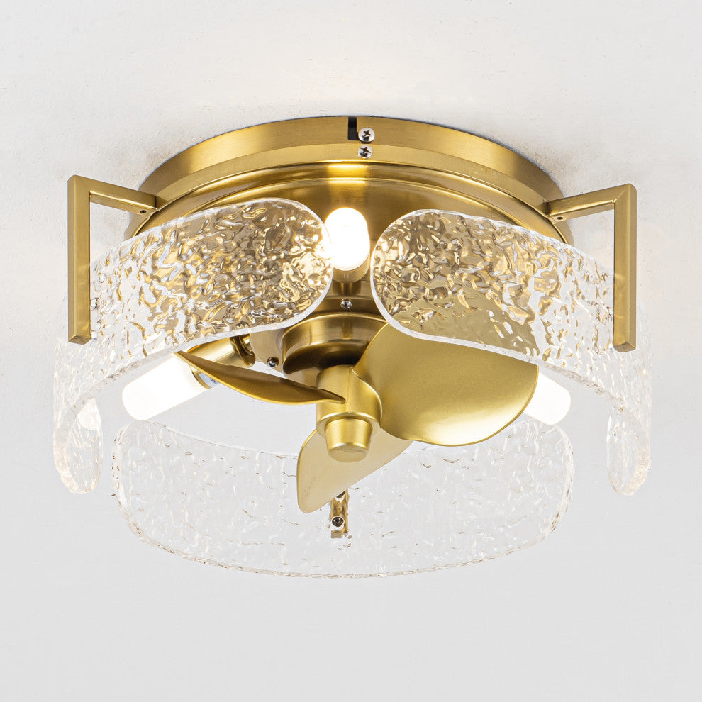 12.7-inch Modern Gold Small Flush Mount Ceiling Fan