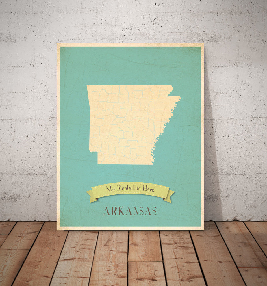 My Roots Arkansas State Map Wall Decor, 18x24