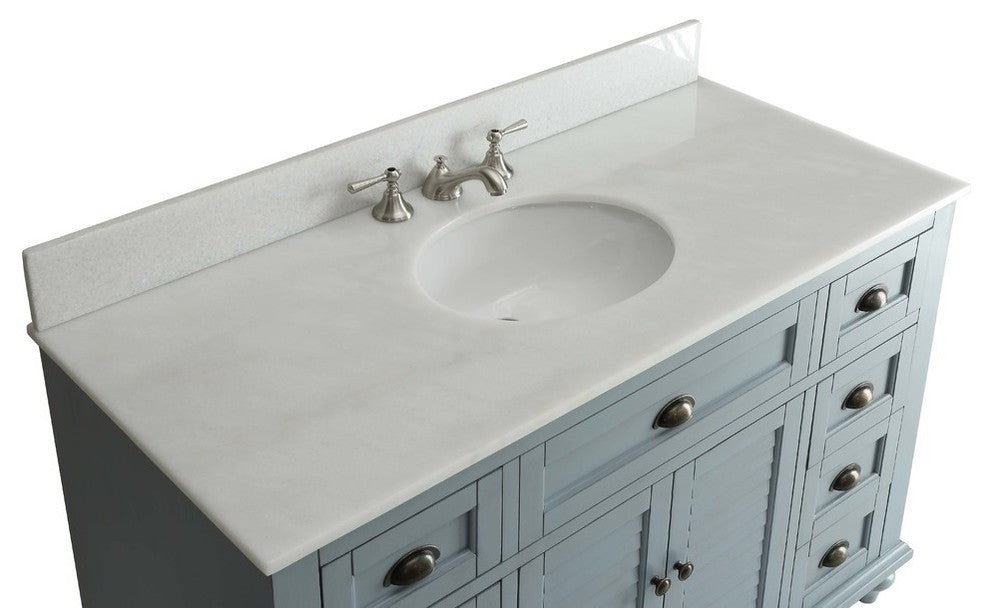 Glennville 49" Cottage Bathroom Vanity Cabinet Set In Light Blue