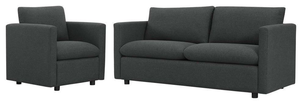 Armchair and Sofa Set, Fabric, Gray, Modern, Living Lounge Hospitality