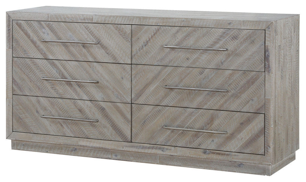 Modus Alexandra Solid Wood 6 Drawer Dresser, Rustic Latte