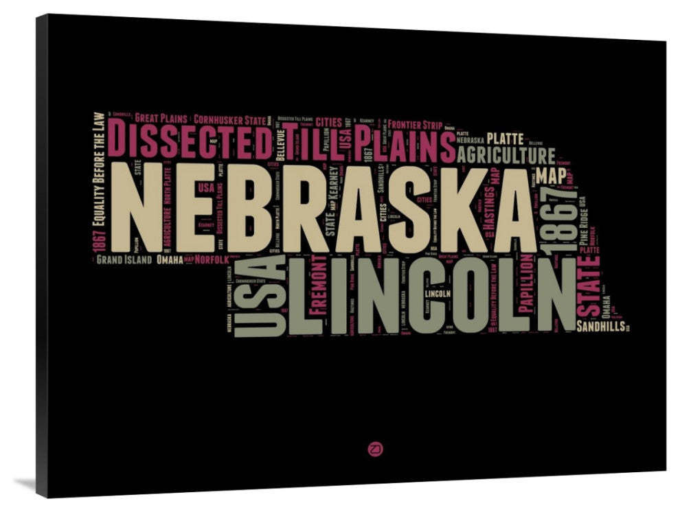 "Nebraska Word Cloud 1" Fine Art Print