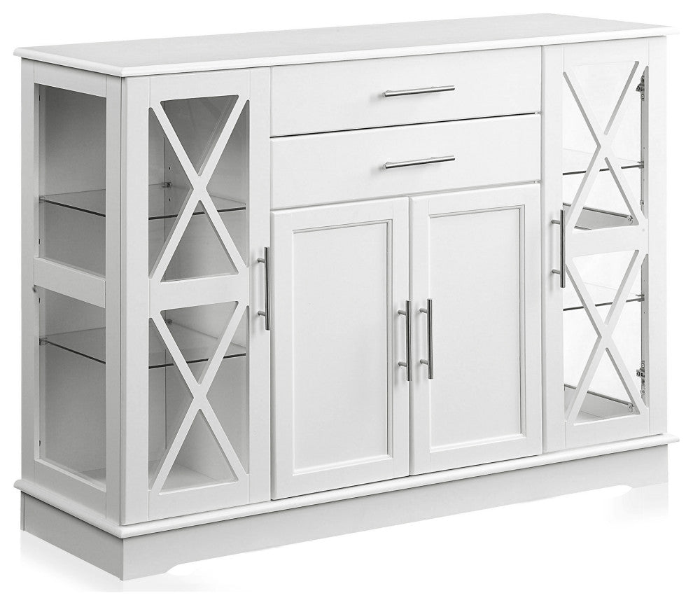 Ryland 47" Wood Storage Sideboard Buffet Cabinet Console Table, White