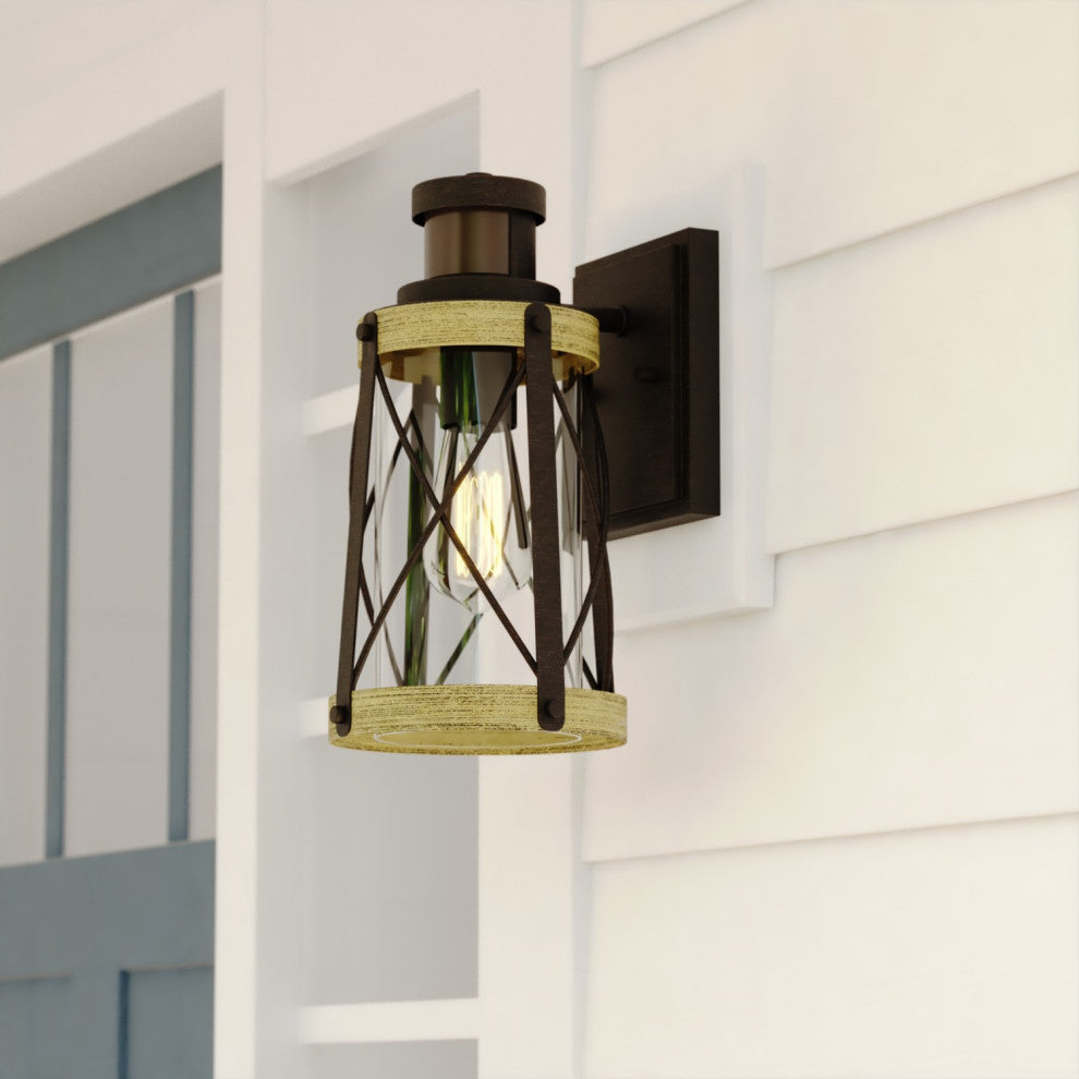 Harwood 6.5" Dualux Outdoor Wall Light Oxidized Iron and Burnished Elm