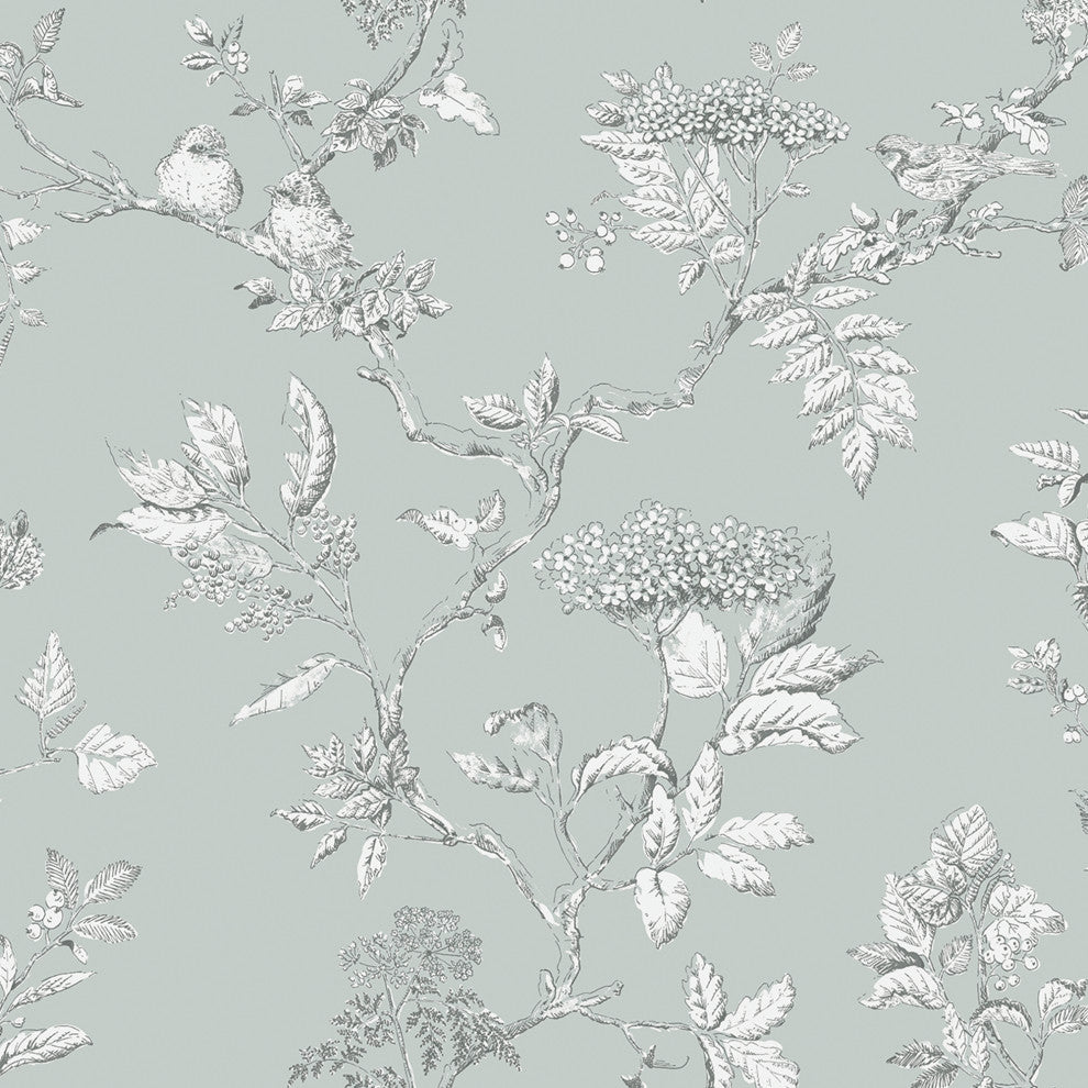 Laura Ashley Elderwood Wallpaper, Duck Egg