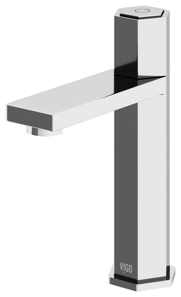 VIGO Nova 8" H Button Operated Single Hole Bathroom Faucet, Chrome, Without Extras