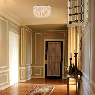 3 Light 12.6'' Unique/Statement Bowl Flush Mount, White/Gold