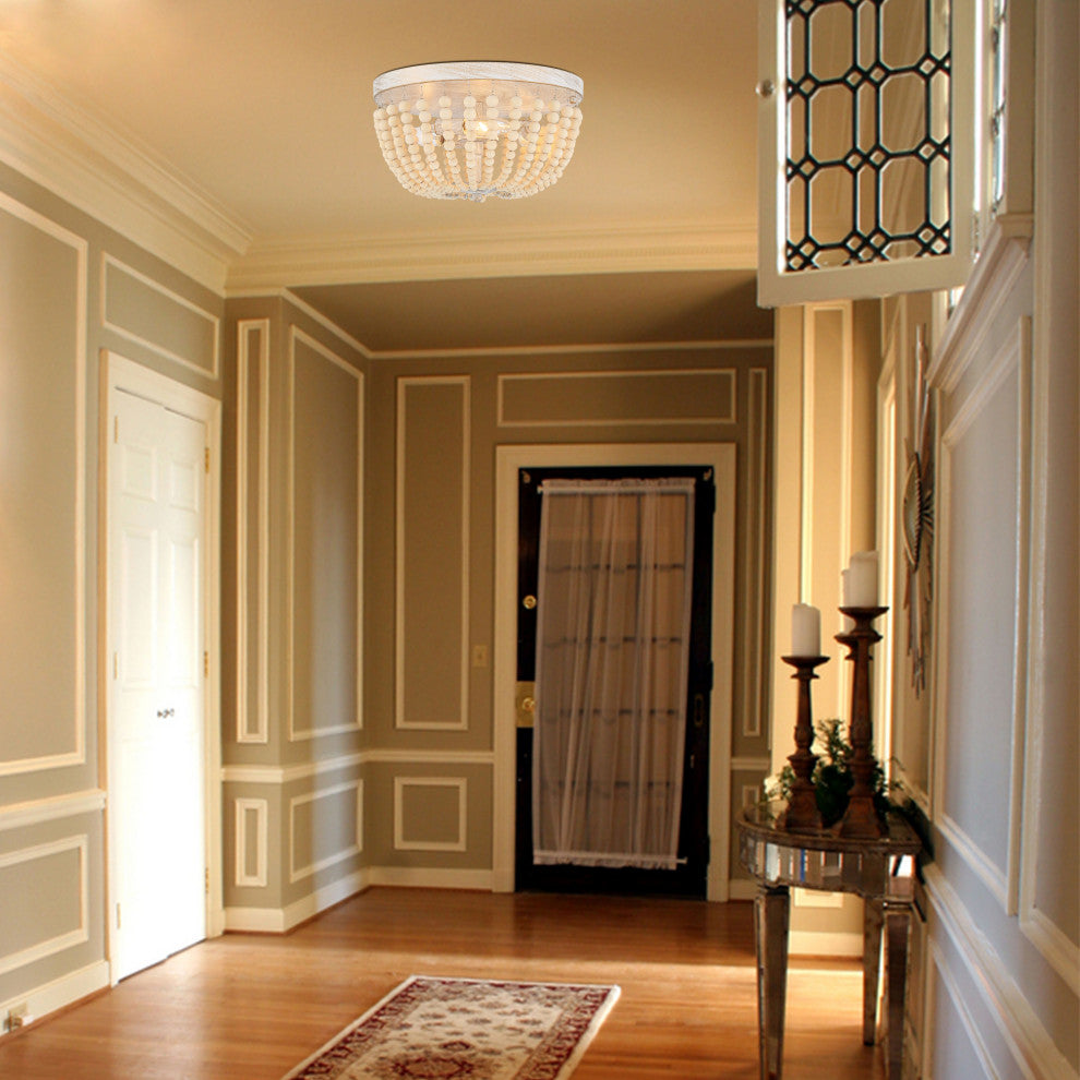 3 Light 12.6'' Unique/Statement Bowl Flush Mount, White/Gold