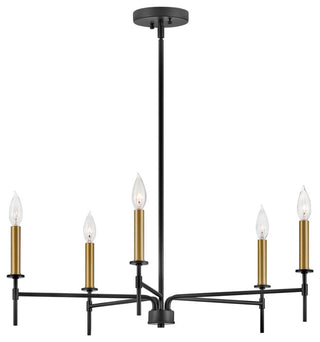 Lark Hux 28" Medium Single Tier Chandelier, Black + Lacquered Brass