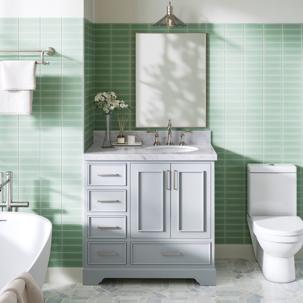 Ariel Stafford 37" Single Right Offset Oval Sink Bathroom Vanity