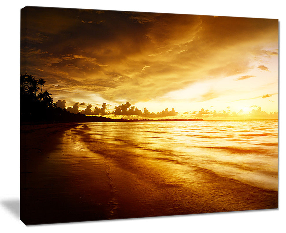"Fascinating Caribbean Beach in Yellow" Seashore Wall Art, 20"x12"