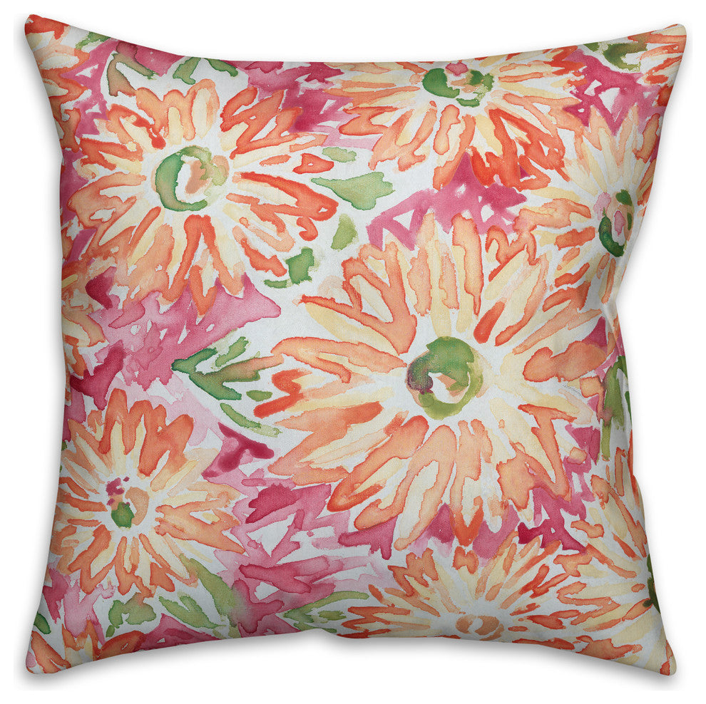 Vivid Daisy Bouquet Spun Poly Pillow, 18x18