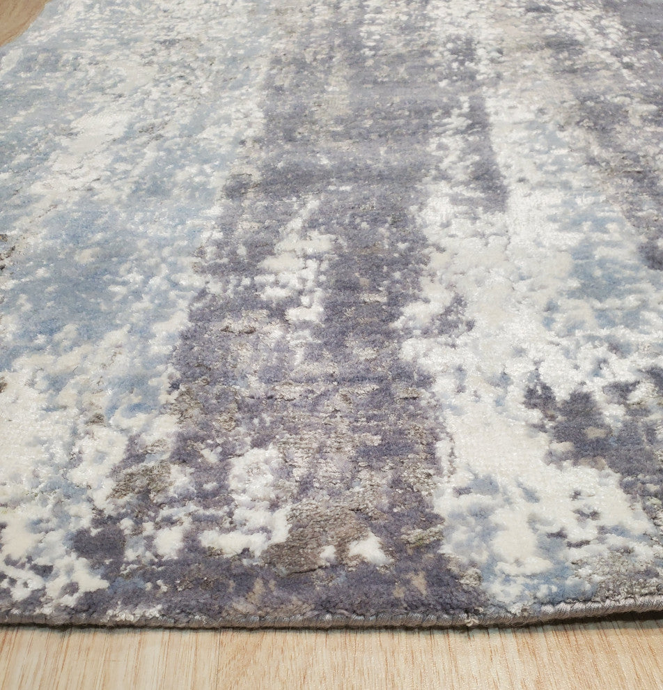 Gray Contemporary Abstract Hand Crafted Area Rug