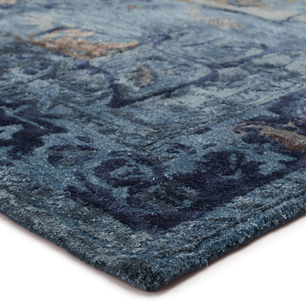 Margot Handmade Medallion Blue/ Gray Area Rug 10'X14'