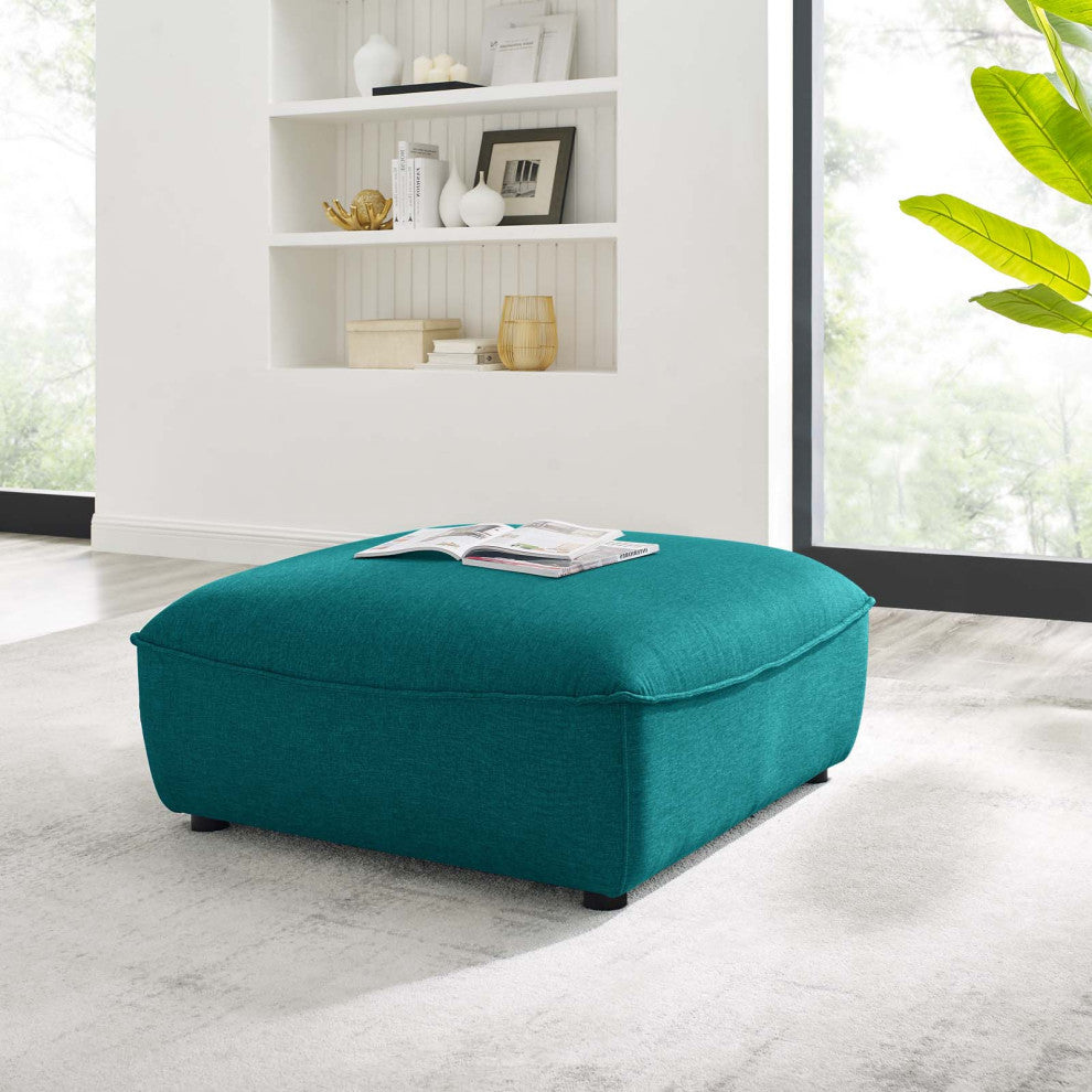 Accent Chair Ottoman, Fabric, Teal Blue, Modern, Living Lounge Hotel Hospitality