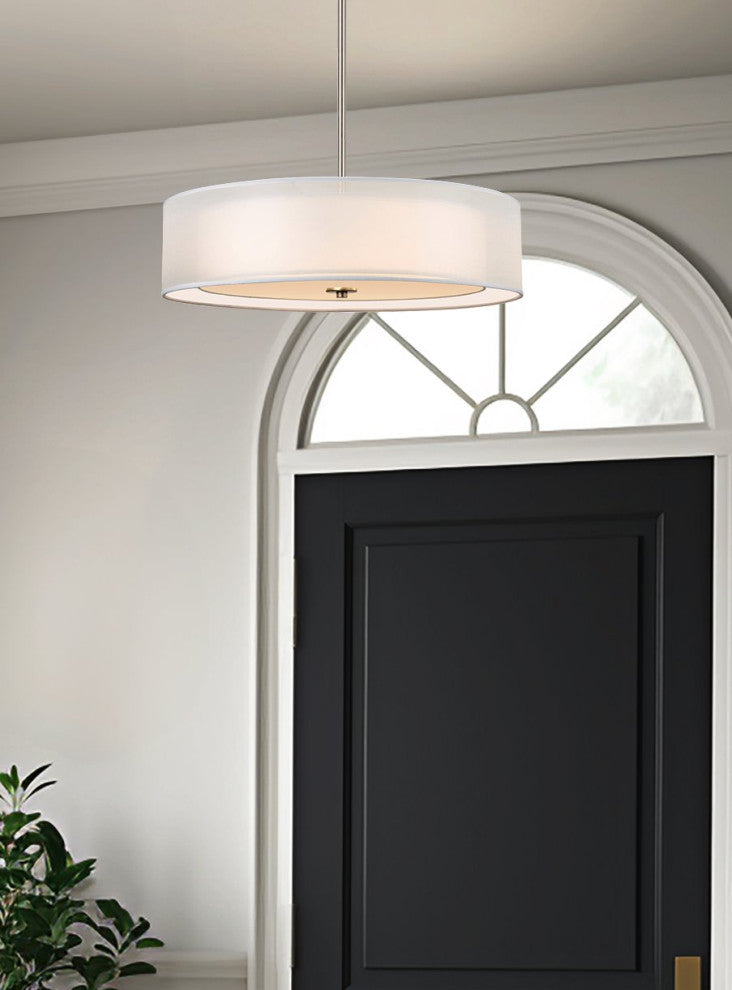Kira Home Lindos 20" Double Drum Chandelier, Glass Diffuser, Stem-Hung