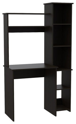 Nashville Writing Desk with 6 Open Shelves, Black