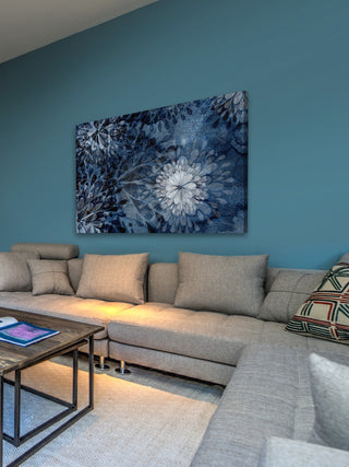 "Blue Floral Burst" Painting Print on Wrapped Canvas