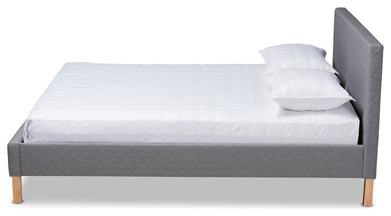 Aneta Modern and Contemporary Gray Fabric Upholstered King Size Platform Bed