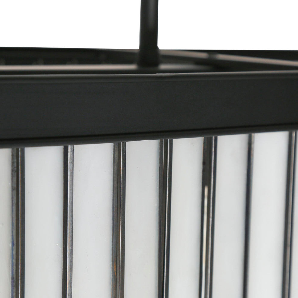 LNC Hemera 6-Light Modern Linear Large Pendant Island Light, White Glass