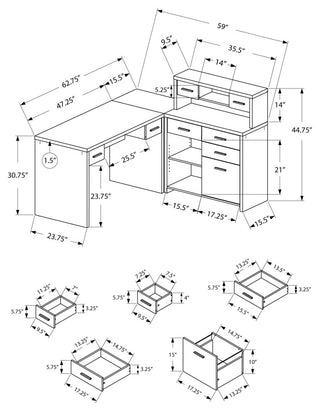 Computer Desk, Home Office, Corner, Left, Right Set-Up, Storage Drawers, L Shape
