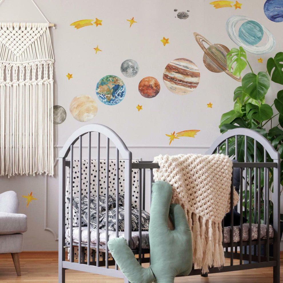 Watercolor Planets Peel And Stick Giant Wall Decals