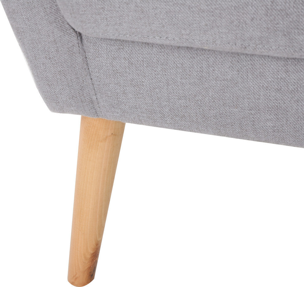 GDF Studio Madelyn Mid Century Modern Fabric Club Chair, Light Gray