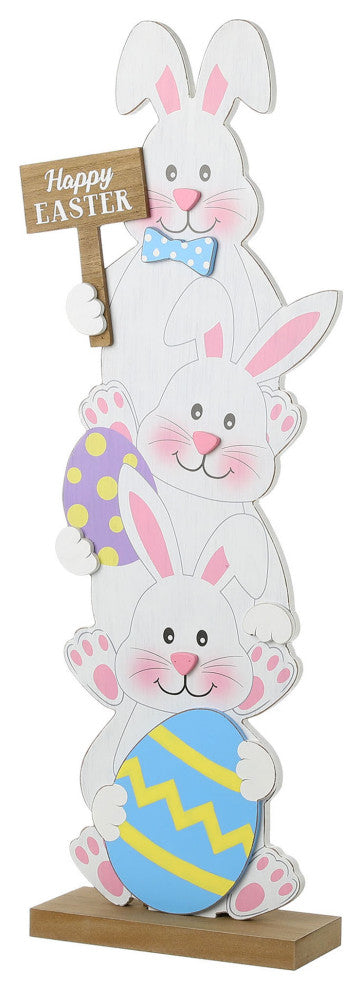 30.75'' Wooden Easter Stacked Bunny Porch Decor