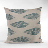 Plutus Blue Large Leafs Floral Luxury Throw Pillow, 18"x18"
