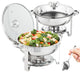 VEVOR 2-Pack Round Chafing Dish Set With Full-Size 4Qt Pan Glass Lid Fuel Holder