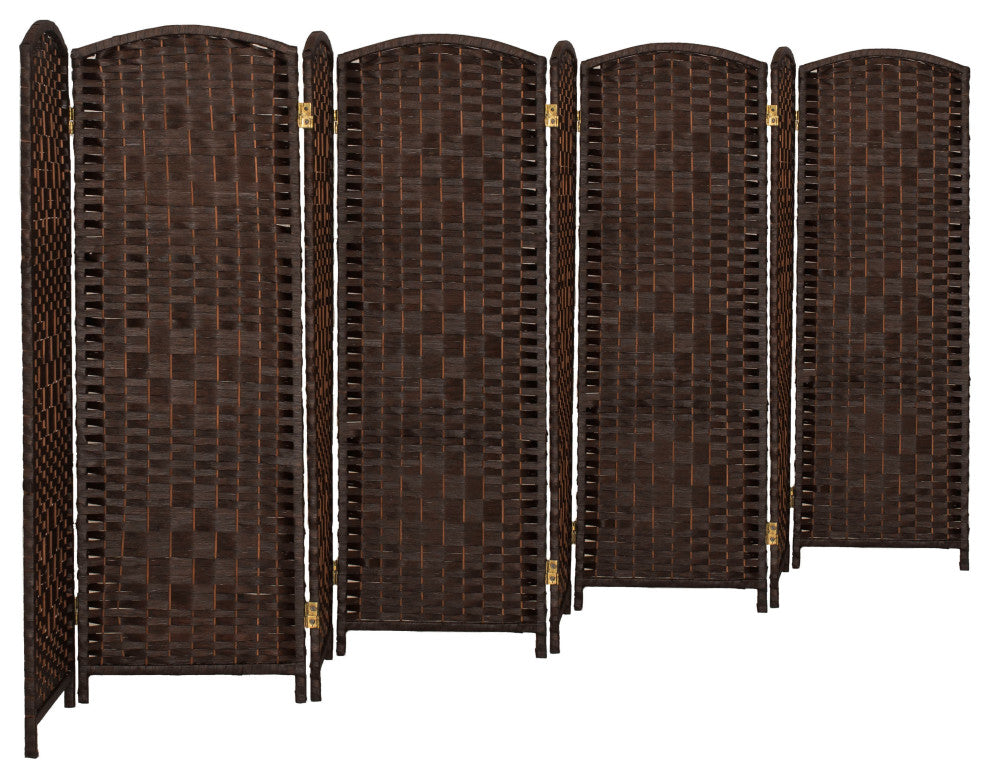 4 ft. Short Diamond Weave Fiber Room Divider Dark Mocha 8 Panel