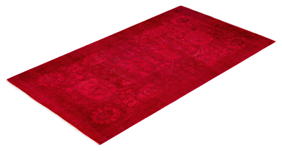 Overdyed One-of-a-Kind Hand-Knotted Area Rug Pink, 3' 1" x 5' 6"