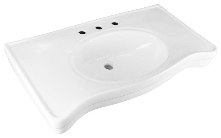 Console Sink Belle Epoque White with Spindle Legs and Widespread Faucet Holes