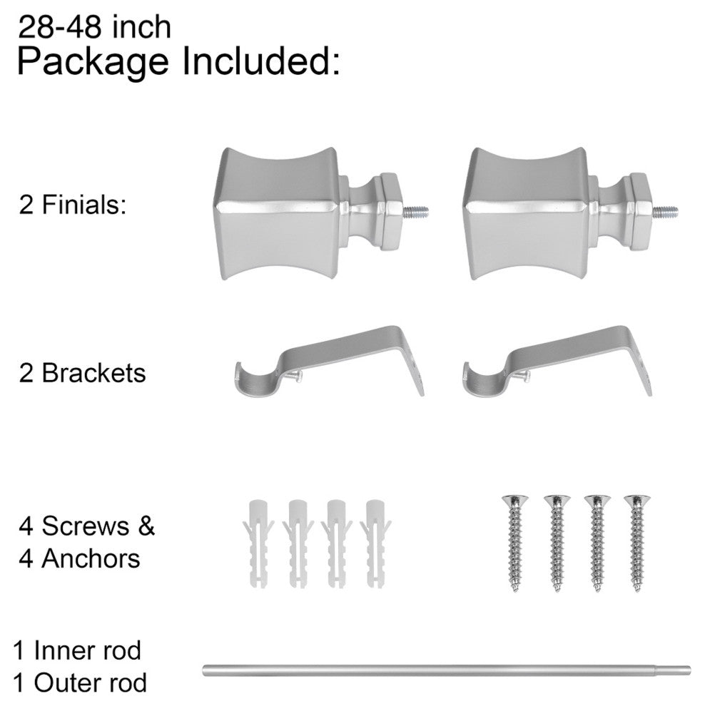 UTOPIA ALLEY 3/4 Inch Curtain Rod - Curtain Rods For Windows, Nickel, 28"-48"