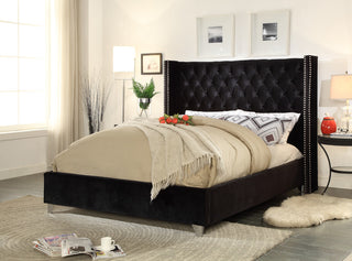 Ames Velvet Bed, Black, Full