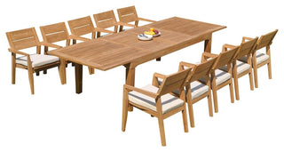 11-Piece Outdoor Teak Dining Set: 122" Rectangle Table 10 Celo Stacking Chairs