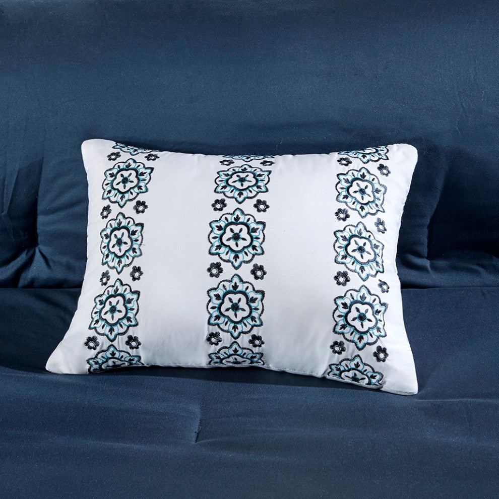 Intelligent Design Loretta Boho Comforter Set With Bed Sheets, Navy