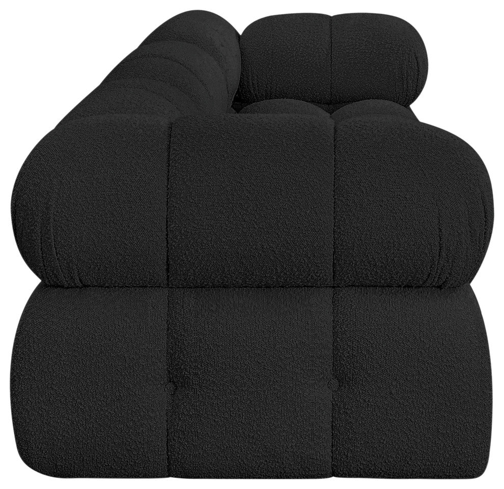 Ames Boucle Fabric Modular Sofa, Black, 3-Piece: 1 Armless Chair, 2 Corner Chair