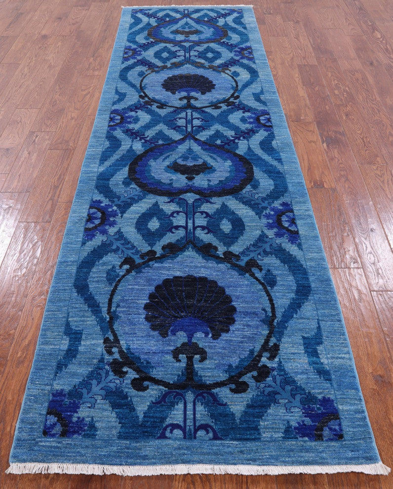 3' 2" X 11' 0" William Morris Handmade Runner Rug Q4545